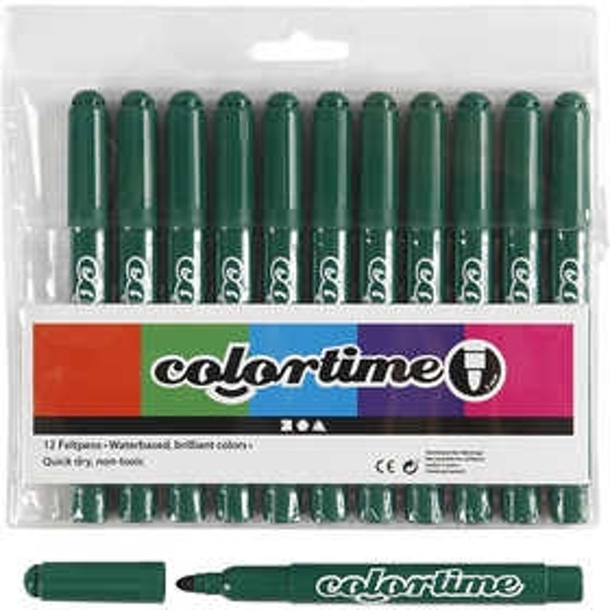 Colortime stift, lijndikte: 5 mm, donkergroen, 12stuks [HOB-37335]